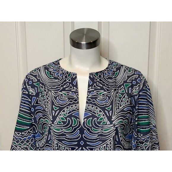 BCBG Max Azria Tati Blue Green Geometric Sheer Cover-Up Tunic, Size XS - Picture 2 of 9